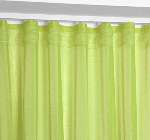 BEAUTEX Vorhang mit U-Band 140x250 cm (Farbe Wählbar) transparente Kräuselband Gardine, Dolly (Anisgrün)