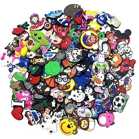 YAOYAO 100 PCS Different PVC Shoe Charms for shoe and Bands Bracelet Wristband