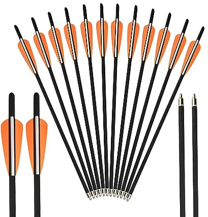 6pcs Armbrustbolzen Mixed Carbon Armbrust Pfeile 16 17 18 20 22 für Armbrust Jagd oder Bogenschießen Praxis (Orange, 16zoll)
