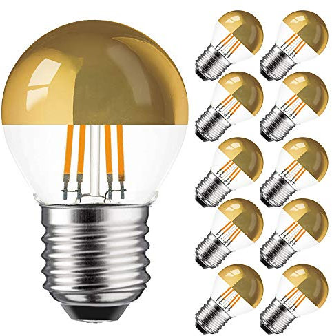 NCC-Licht 10 x LED Filament Leuchtmittel Tropfen 4W fast 40W E27 Kopfspiegel Gold warmweiß 2700K retrofit Nostalgie