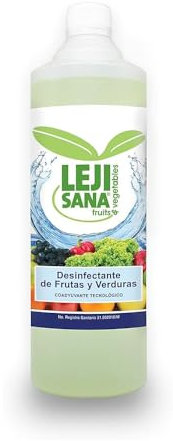 Lejisana Desinfectante de Frutas y Verduras. Elimina eficazmente las bacterias. Actúa en 3 minutos - 1L