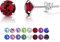 DTPSilver - Damen Ohrringe 925 Sterling Silber und mit Kristallen von Swarovski® Elements 6 mm Runde Ohrstecker - Farbe : Rubin
