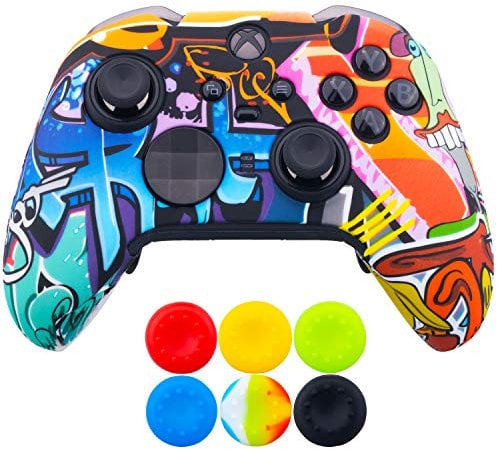 9CDeer 1 x Protezione Personalizza Trasferimento Stampa Silicone Cover Pelle Cartone animato + 6 Manopole Pollici Tappi Analogico per Xbox Elite Series 2 Controller