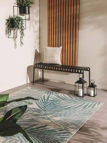 benuta Nest Teppich Cleo - Blau 200x300 cm - Kunstfaser - Outdoor geeignet - Rechteckig & im Style: Botanicals & Florals - Pflegeleicht für Wohnzimmer Schlafzimmer