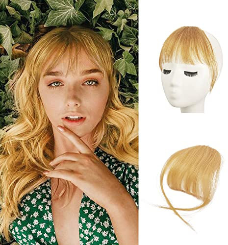 BARSDAR Pony zum Anklipsen, 100% Echthaar, mit Clip, French Bangs mit Pony, natürliche Farbe, Erdbeerblond