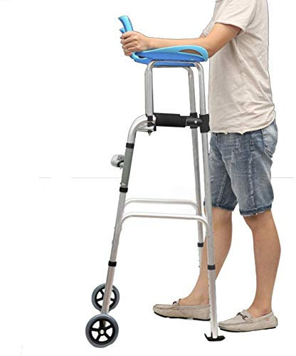 Gehgestell, Gehhilfen für ältere Senioren, progressiver Hochständer aufrecht, höhenverstellbar Schwerlast-Rollschrittassistent, Last 180 kg, Platzsparer