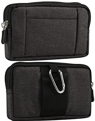 Horizontal Nylon Phone Holster for iPhone 16/15/14/13/12/11/Pro Max Belt Clip Pouch for Samsung Galaxy S22,A51,A71,A70,S23,S24 Ultra,Moto Smartphone Pouch Universal Waist Pack Carrying Case Purse