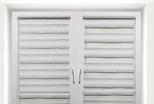 TROYAHOME® Doppelrollo Klemmfix Ohne Bohren Duo Rollo Fenster Rollo Easyfix (Silber Grau, 105 x 150 cm (Stoffbreite 102 cm)