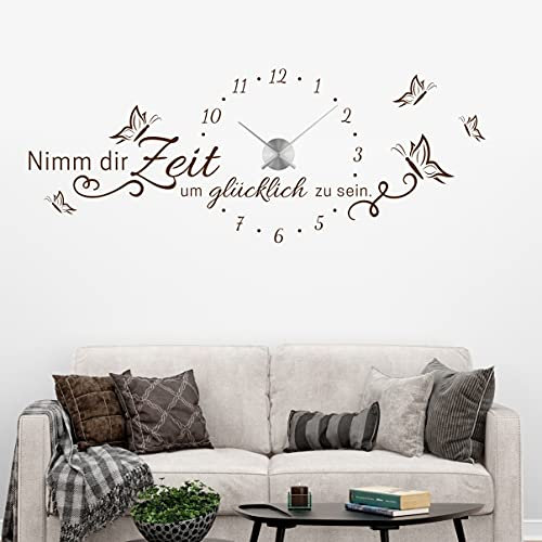 tjapalo® vr35 Küchenuhr Wohnzimmer Uhr wandtattoo uhr mit uhrwerk Küche Büro Flur Wandtattoo Wohnzimmer modern xxl Sprüche Wandsticker Nimm Dir Zeit, Farbe: pink, Größe: B152xH58cm