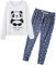 MyFav Damen Pyjama Set Zweiteiliger Casual Komfort Nachtwäsche Lang Schlafanzug Loungewear(blau,M)