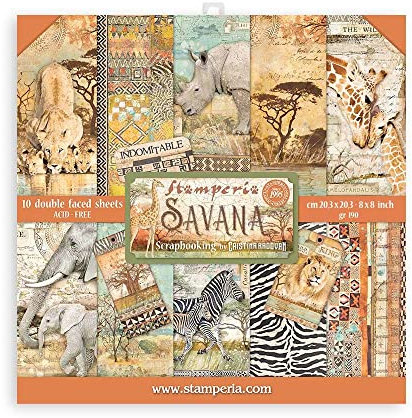 Stamperia Savana Scrapbooking Pad 20x20, Multicoloured (SBBSS57), 8 x 8