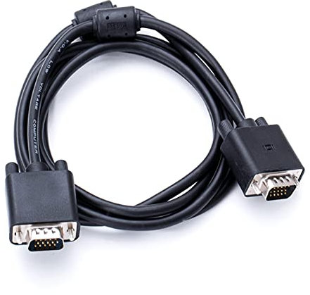 Câble VGA vers VGA mâle de 1,5 m, câble VGA Full HD avec double noyau de ferrite pour ordinateur, moniteur, projecteur, HDTV, lecteur vidéo, tous les appareils compatibles VGA (1,5)