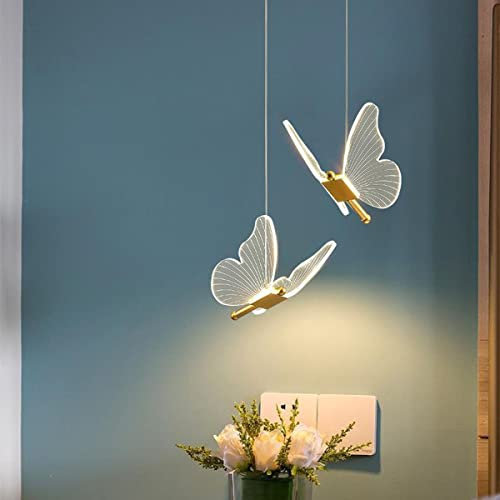 Kreatives LED Schmetterling Kronleuchter Schlafzimmer Pendelleuchte aus Metall Acryl Schmetterling Dekoration Kinderzimmerlampe Moderne Hängelampe Wohnzimmer Esszimmer Dekor Lampen,3000K-6500K,A2