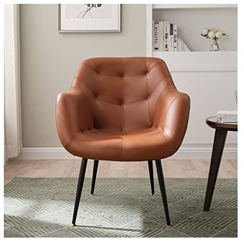 KESHUI Designer Single Ledersofa Wohnzimmer Esszimmer Sessel Schlafzimmer Dressing Eitelkeitsstuhl Make -up Maniküre Salon Stühle (Color : A Brown)