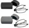 KoKoBin Faltbare 2 Paare Lesebrille aus Edelstahl Mini Anti-Blau Sehnhilfe für Damen und Herren Lesehilfe mit Hartschalen-Etui 1.0