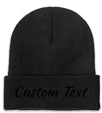 Miujonvy Individuell gestaltete Mütze Slouch Black Beanie Custom Text Klassische Wintermütze