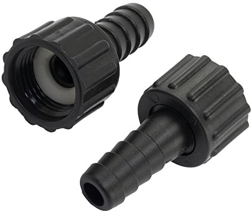 AERZETIX - C63566 - Juego de 2 Racor Hembra Acanalado Recto 1/2'' x 13mm con Tuerca - Rosca Interior - Adaptador Conector Sistema Circuito de irrigación riego Bomba - en plástico - Color Negro