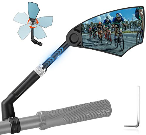 Fahrradspiegel für E-Bike - FahrradRückspiegel Klappbar für Lenker 20-23mm, Fahrrad Spiegel Einziehbarer & 360 ° Verstellbarer - Rückspiegel Fahrrad Blendschutz für Ebikes MTB Rennrad (Rechts)