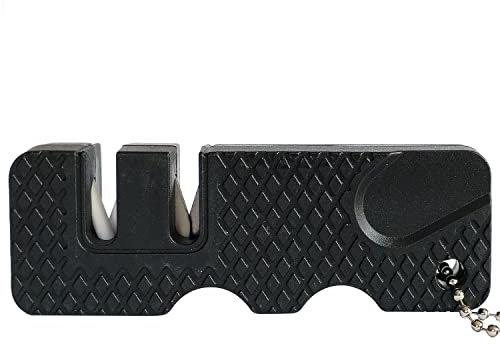 Mini Knife Sharpener, Key Ring, Dual Function Ceramic Metal, Small & Suitable for Outdoor Use, Black