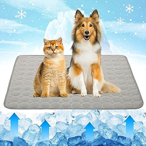 Kühlkissen Für Haustiere,Kühlmatte Hunde Katzen,Kühldecken Für Hunde,Pet Cooling Mat Katzen Haustier Kühlmatte Kühlmatte Für Hunde Und Katzen,Tragbare Waschbare Haustierkühldecke,Grau,L
