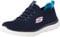 Skechers Womens Summits Top Player Sneaker, Navy Knit Teal Pink Trim, 10 UK