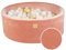 MEOWBABY Piscina de Pelotas Suave para Niños Pequeños - Piscina de Pelotas de Pana de 90 x 30 cm para Interior/Exterior con Pelotas Incluidas 200 Piezas - Albaricoque: Blanco Perla/Beige/Transparente
