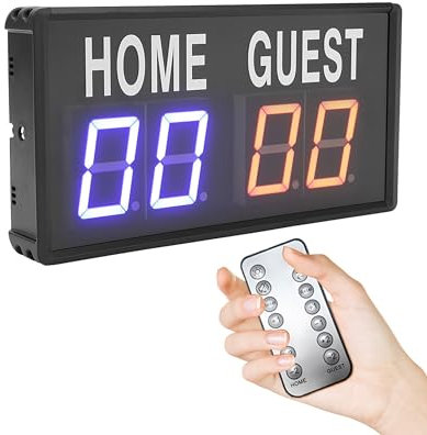 Gugxiom Anzeigetafel Elektronisch, Ferngesteuerte Anzeigetafel, Punktestand 1-99 Scoreboard, LED Anzeigetafel mit 5 Einstellbarer Helligkeit, für Basketball, Volleyball usw.