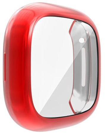 Schutzhülle Kompatibel mit Fitbit Sense/Versa 3, TPU Hülle Schutzfolie, Leicht Weiche Silikon Case, Ultradünne Schutz Zubehör, Kratzfest Gehäuse, Rot
