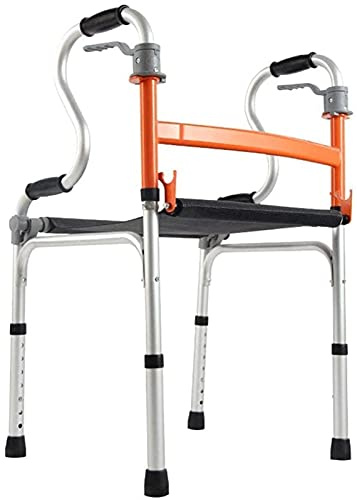 Rollator-Walker mit Sitz ohne Räder, leicht zusammenklappbar und reiseunterstützt, höhenverstellbar für Erwachsene, für ältere Menschen – Aluminium