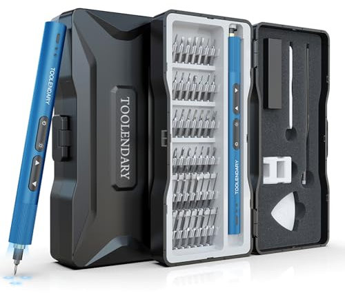 Tournevis electrique sans fil, 55 en 1 kit tournevis, tournevis de precision, mini tournevis électrique avec embouts magnétiques, petit tournevis électrique pour téléphone, lunettes, bleu