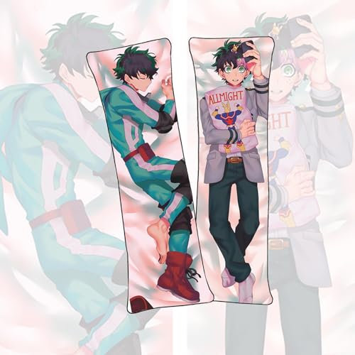 GUANBBD-Anime Körperkissen My Hero Academia Midoriya Izuku Dakimakura Körperkissen Anime Doppelseitig bedruckter Kissenbezug Kurzer Plüsch Kissenbezug Kissen-Midoriya Izuku-b,50x150cm-shortplush