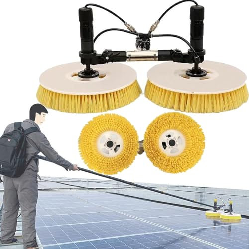 GEJLELDS Solar Panel Cleaning Rotating Tool Brush and Pole Water Fed Pole Kit, Photovoltaic and Solar Panels Water Fed Brush Electric Spin Scrubber Automatic Glass Washing Equipment,Freebattery-3.5M