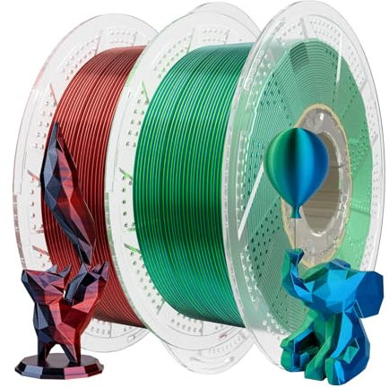 Chitu Systems Conjure Silk PLA 3D Drucker Filament, 1.75mm Dual Color Filament, Silk Schwarz Rot+Blau Grün 3D Druck Filament 2KG/4.4lb