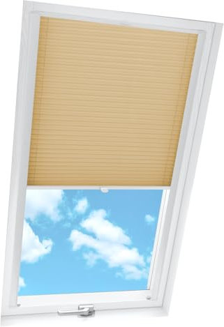 Home-Vision® Dachfenster Premium Plissee Faltrollo mit Bohren Dachfensterkompatibel (Beige für MK08 - Weiß) Dachfensterrollos Blickdicht Sonnenschutz, Montage inkl