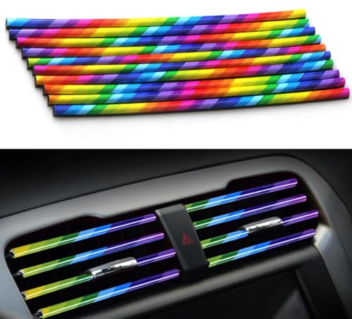 Auto Lüftungsschlitz Dekoration FaJoek 10 Stück 20cm Auto Luftauslass Dekoration Streifen, DIY Auto Innenausstattung Streifen, Auto Styling Lüftungsgitter Zierleiste Universelles(Farbe)