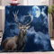 Tiere, Hirsche, Mond Kuscheldecke Blau Flauschig Decke Fleecedecke, Sofa Überwurfdecke, Wohndecke Warm Weich Sherpa Wolldecke, Gemütlicher Überwurf Für Bett und Couch 150x200 cm