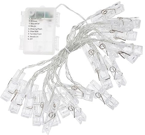 TOPBATHY 1pièce Guirlande Lumineuse à Led Avec Clips Photos Décoration Murale Pour Mariages Et Événements Avec Lampes à Piles Et Télécommande Ambiance Chaleureuse Et Festive