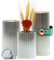 DecoValeira - 3er Set Dauerkerze (Ø 6,9 cm, H 9, 12, 15 cm) - Teelichthalter, Kerzenhalter in Kerzenoptik, Windlicht für handelsübliche Teelichter-Deko Kerzen, Tischdeko, Wohnzimmer Deko (Silver)