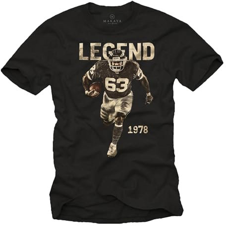 MAKAYA Mücke 63 T-Shirt Herren American Football Trikot Vintage Retro Motiv Bulldozer Schwarz XXXL