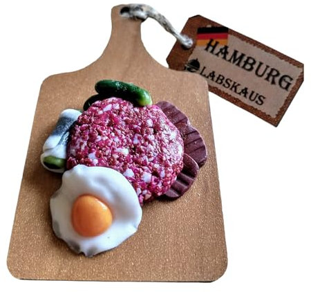 Van DER ELV-Küchenmagnet, Hamburger Fischbrötchen, wie echt, Immer EIN Unikat, super witzig, 100% Handarbeit, Kühlschrank Souvenir, Geschenk, (Labskaus-Rot)