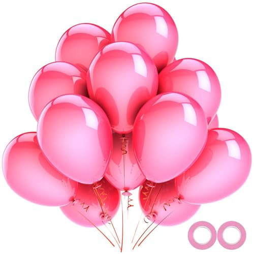 100pièces Ballons Rose,12 pouces rose Ballons en latex de qualité hélium pour la fête de mariage, la fête d'anniversaire, la fête de bébé, la décoration de la fête de mariage