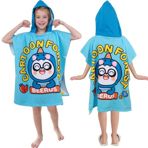 Badeponcho Kinder Poncho Handtuch, Mikrofaser Ultra Weich und Saugfähig Badetuch Strandponcho Strandtücher Schwimmen Pool Handtuch Duschtücher für Mädchen Jungen Kleinkind 6-14 Jahre alt (Panda)