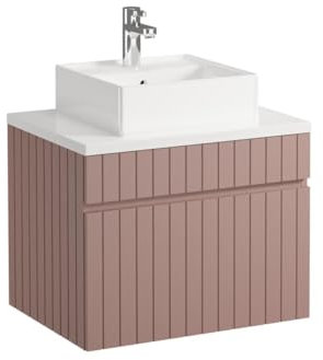 Vente-unique-Mueble de baño Flotante Rosa con Lavabo sobre encimera - 60 cm - SATARA
