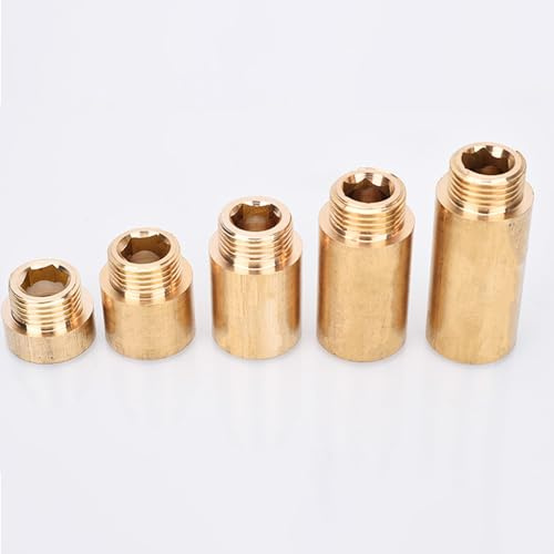 5 estensioni per rubinetto in ottone, G1/2, 10/15/20/25/30 mm, lunghezza esagonale, prolunga per attacco dell'acqua, raccordo filettato, prolunga per doccia, interfaccia filettata esterna per
