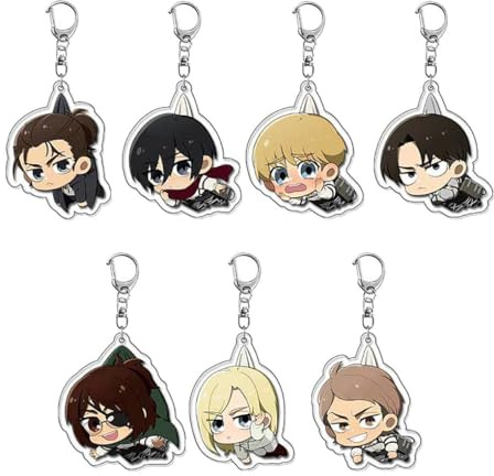 SUJEBRAN 7 Attacking Titan Schlüsselanhänger Anime Figuren Keychain Kollektionen Mode Tasche Accessories