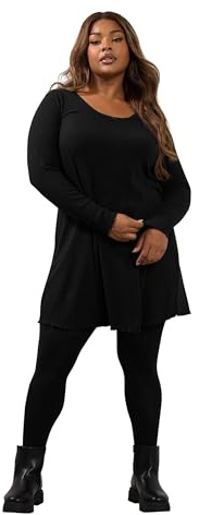 Yours Curve Ribbed Tunic Mini Dress - Women's - Plus Size Curve Black