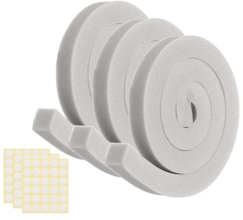 sourcing map 1 Set 3.28ft Foam Seal Strip, 1 Inch Width x 1 Inch Thick Weather Stripping Foam Insulation Tape, EVE Air Conditioner Open Cell Foams Seal Tape for Doors, Windows, Grey
