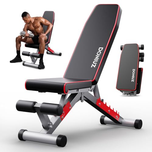 DONIUZ Hantelbank, verstellbares Workout-Bankdrück-Set für Zuhause, Fitnessstudio, Krafttraining, einfache Montage, faltbare Trainings-Hebebank für kleine Räume, Wohnungszimmer, maximale Belastung 750