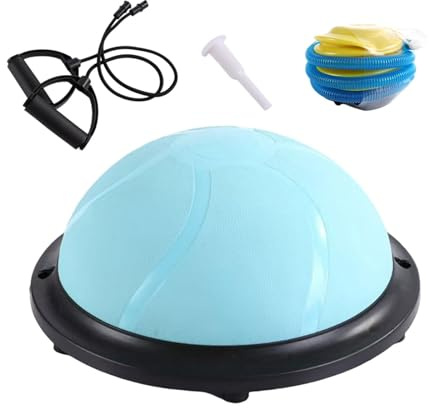 Gralara Balance Ball Halb Gymnastikball mit Widerstandsbändern Und Pumpe für Muskeltraining Und Stabilisation Aus PVC PP TPE mit Anti Rutsch Oberfläche für Fi, Blau