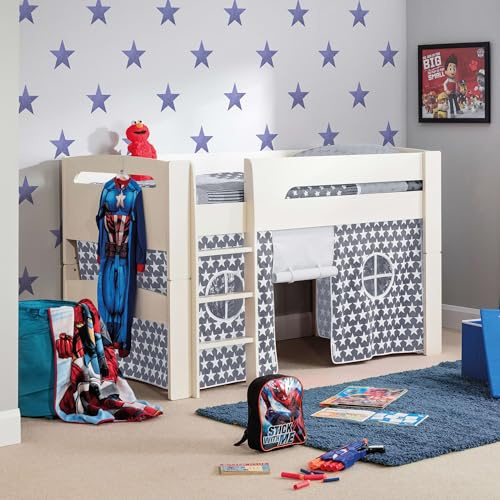 Julian Bowen Grey Star Tent for Pluto Bunk Bed - H81 x W180 x D1.5cm | Minimalist Children's Play Tent for Pluto Bunk Bed, Children's Bedroom, Linen-Style Upholstery, No Assembly Needed